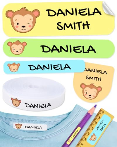 155 Custom Name Labels for Clothing & School Supplies. 100 Eco-Friendly Iron-On Fabric Labels + 55 Waterproof Stickers
