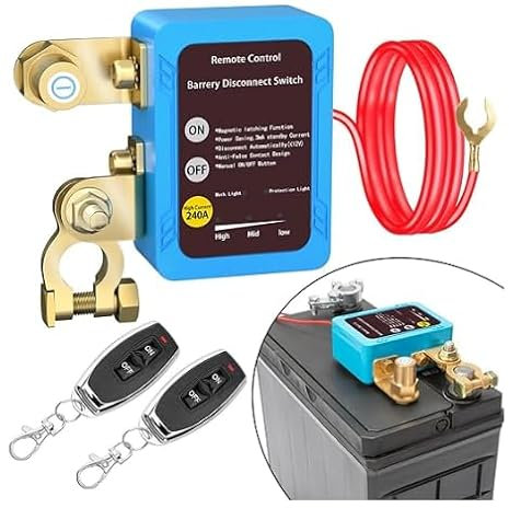 Disjoncteur de Batterie Télécommandé Sans Fil 12V/24V, 240A, Interrupteur de Coupure Antivol Anti - Fuite Voiture Camion Batterie, Interrupteur D'arrêt Automatique pour Voiture, RV, ATV, Bateau.