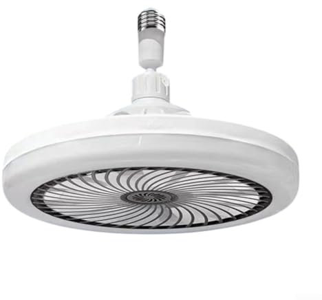 babominimer Ventilatore da soffitto compatto da 25,4 cm, con luce, E27, telecomando, 3 colori chiari, funzionamento silenzioso, efficiente dal punto di vista energetico, per piccole stanze, camera da