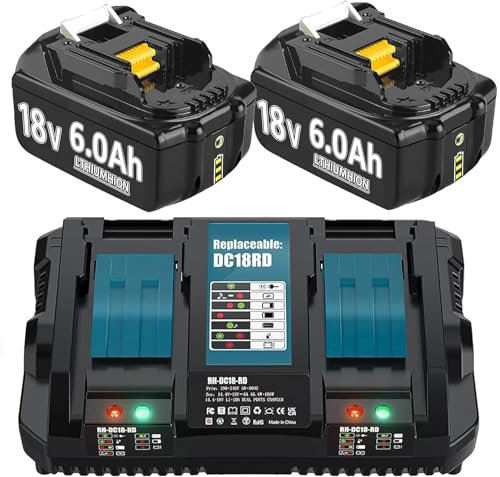 2X 18V 8.0Ah 1860B Ersatzakku Kompatibel für BL1860B BL1850B BL1840 BL1830 BL1815 BL1835 BL1860B BL1845 BL1850 BL1860B 194205-3 LXT-400 with LED Werkzeugakku