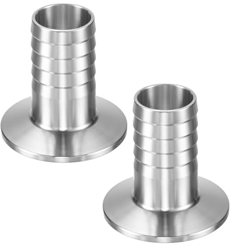 M METERXITY 2 Pcs Tri Sanitary 1.5 in Clamp Barbed Ferrule OD 50.5mm | Fittings to 1 in Hose Adapter Stainless Steel Pipe Fitting for Food/Beverage/Home Brew Adapter Connector