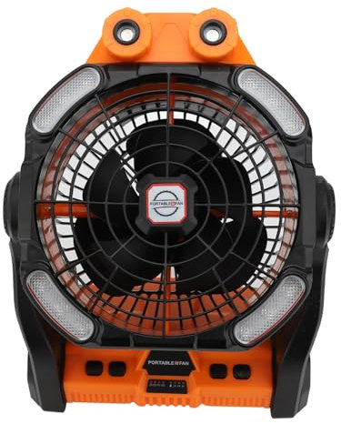 PUNELE Ventilador de Nebulización de Campamento Recargable, Duales Motores con Batería de 10400 MAh, Nebulización Portátil para Rotación de 270 °, Ideal para Al Aire Libre