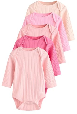NEXT Baby Mädchen Gerippte Kurzarm-Bodys aus 100% Baumwolle, 5er-Pack