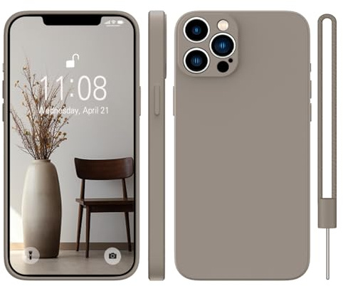 KPPIT for iPhone 15 Pro Case Silicone,Titanium Gray | With phone lanyard,Microfiber Lining,ltra Slim Soft Gel Anti-Scratch