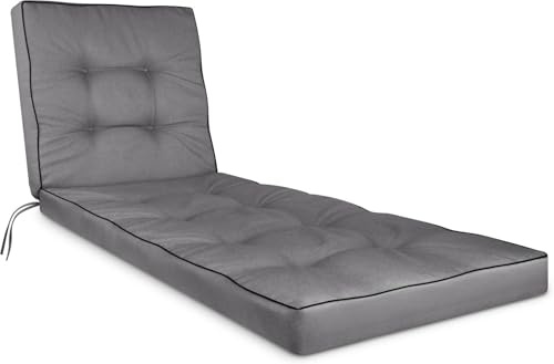 normani Liegenauflage Gartenliegen Auflage – extra Dicker Schaumstoffkern für hohen Liegekomfort – Polster für Sonnenliege, Relaxliege & Gartenmöbel - Made in Poland Hellgrau 195 x 60 x 9 cm