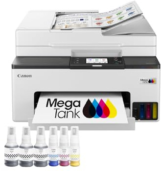 Canon MAXIFY GX2051 Tintenstrahldrucker 4-in-1 Multifunktionsgerät DIN A4 (Drucker, Scanner, Kopierer, Fax, ADF, 600x1200 DPI, WLAN, USB, Duplexdruck, 250 Blatt Kassette) Enthält 6 x Tintenflaschen