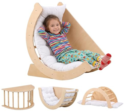 Relaxdays Arche basculante pour Enfants, dès 18 Mois, Naturel/Blanc