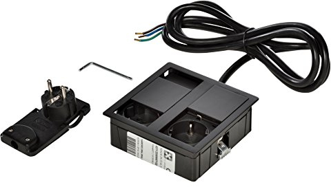 Kopp 939634017 VersaHIT Dual Einbausteckdose, 16 A, IP54, 3400 W, Schwarz
