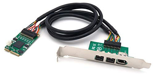 - Mini-PCI-Express-Karte Firewire 800 und 400-1 Port IEEE1394a und 2 Ports IEEE1394b – Chipsatz TI Texas Instruments – Winkel High und Low Profile
