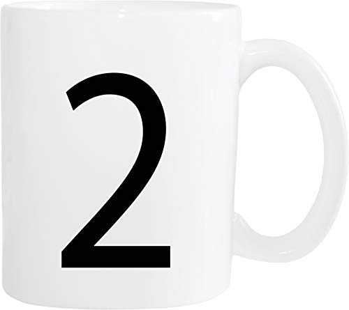 Mister Merchandise Becher Tasse Ziffer 2 Kaffee Kaffeetasse liebevoll Bedruckt Zahl Nummer Weiß