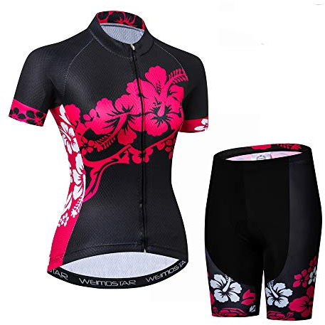 JPOJPO Maillot de Cyclisme pour Femme à Manches Courtes - Veste Cycliste - Haut de Vélo de Montagne - Respirant - Séchage Rapide, rose, X-Large