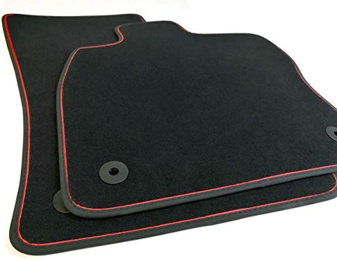 kh Teile Fußmatten passend für Golf 7 Velours Automatten 2-teilig vorn schwarz Nubuk schwarz Zierband rot