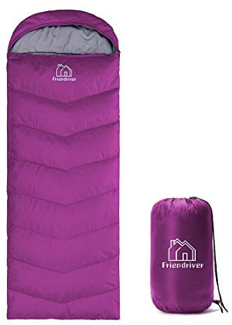 Friendriver XL Größe erweiterte verbesserte Version des Camping-Schlafsacks, 4 Jahreszeiten, Erwachsene und Kinder können wasserdichte Camping-Tasche, Reisen und Outdoor-Aktivitäten (lila)