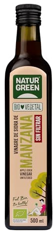 NaturGreen - Vinagre de Sidra de Manzana Bio, Sin Filtrar, Producto Ecológico, Acidificación Natural, Acidez 6% - 500 ml