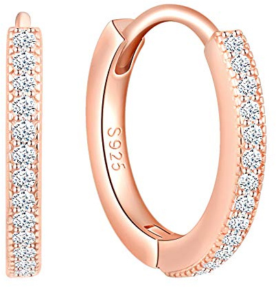 MicLee Boucles d'oreilles femme fille en argent 925, bague d'oreilles diamant brillant, mini Créoles d'oreilles, Zircon incrusté, coloré