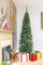 SHATCHI 7Ft/2.1m Pre-Lit Artificial Slim Christmas Green Pencil Tree, Pointed Tips, Metal Stand Cool White LEDs Lights Holiday Home Decorations, 210 cm