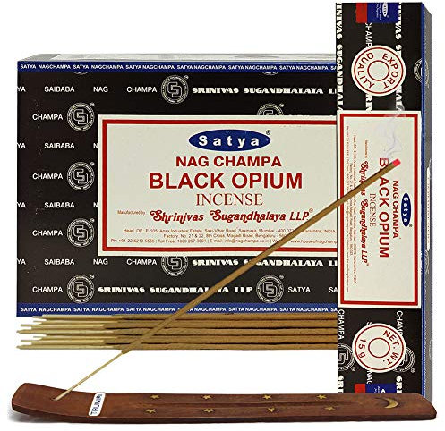 Räucherstäbchen und Räucherstäbchenhalter, schwarzer Opium, Räucherstäbchenhalter