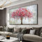 ZHMANLUCK Buntes Baum-gerahmtes abstraktes großes Ölgemälde auf Leinwand modernes beliebtes übergroßes Poster Home Wall Art Decor 70x140cm(28x55in) mit Rahmen