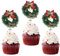 12 Stück Merry Christmas Cupcake Toppers Grünes Gras Kreis mit Glocke Cupcake Picks Dekorationen fröhliche Weihnachten Thema Neujahr Urlaub Party Kuchen Dekoendeko