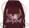 Turnbeutel Rucksack - Kompatibel mit Oktoberfest Tasche - Herzmadl - Unisize - Bordeauxrot - mitbringsel aus bayern trachtenrucksack bayrische madl beutel trachtentaschen bayrisch hirsch