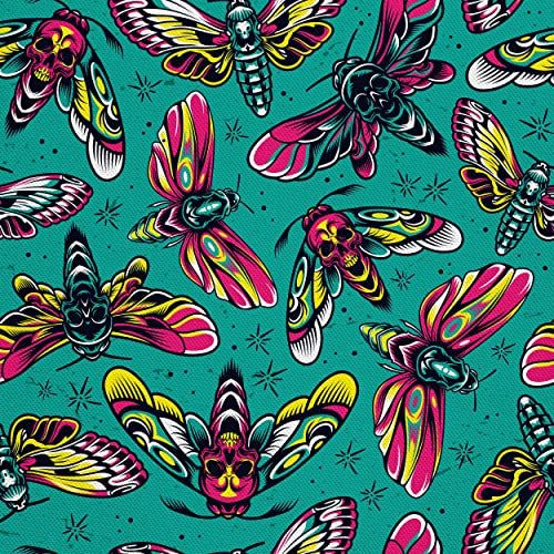 HEKO PANELS Stoff Oxford Wasserdichte Meterware Canvas-Stoff Polyester Stoff Zum Nähen Nähstoffe Dekostoffe Wasserabweisend Blickdicht Nachtfalter Totenkopfschwärmer 2 Meter 155 x 200 cm