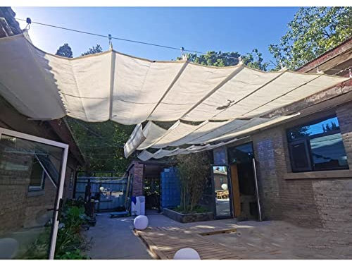 Couverture D'ombrage pour Pergola, Auvent Rétractable Extérieur Protection Solaire Respirant Voile pour Le Patio Jardin Cour Arrière Terrasse, Non Étanche À La Pluie (Couleur : White, Taille : 2.2x5