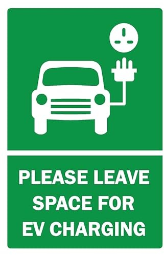 Sicherheitsschild Please leave space for electric vehicle EV charging – selbstklebender Aufkleber (200 mm x 150 mm)