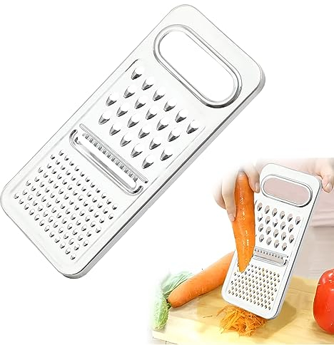 Reibe,Gemüsereibe,Edelstahl Reibe,Gleichmäßige Späne Vielseitiger Gemüsereibe,Gourmet Küchenreibe Edelstahl,Silber Reibe für Gemüse, Leichte und scharfe,für Gemüse Kartoffeln,Gurken,Karotten,Obst