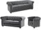 Vente-unique-Sofa 3-Sitzer & 2-Sitzer & Sessel - Samt - Anthrazit - Chesterfield
