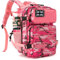QT&QY 25L Military Tactical Backpacks For Women CCW Army Laser cut Molle Daypack small EDC Bug Out Bag Gym Rucksack With Dual Cup Holders medical Rucksack Pink Camo
