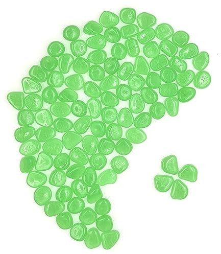 QTTLLI 100 Stück leuchtende Kieselsteine, leuchten im Dunkeln, dekorative Steine für Garten, Weg, Gehweg, Hof, Aquarium, Grün