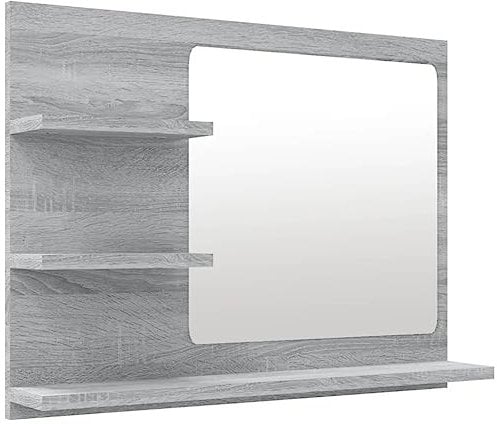 vidaXL Miroir de Salle de Bain Meuble de Toilette Mural Maquillage Coiffeuse Cosmétique Décoration Sonoma Gris 60x10,5x45 cm Bois d'Ingénierie