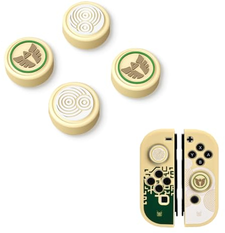 DLseego Capuchons de Poignée de Pouce pour Switch/Switch/Lite/Switch OLED,Switch Joystick Cover Capuchons de Boutons de Switch Poignée de Pouce Cover-Ailes Jaunes + Tourbillons