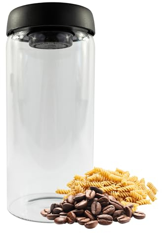 Iconique Glass Vacuum Storage Jar | Smell Proof Container & Airtight Jar | BPA-Free, Leak-Proof Airtight-Seal for Kitchen & Pantry | Smell Proof Jar Ideal for Coffee, Pasta & Baking | 1600ml