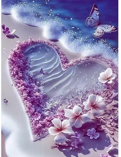 ParNarZar 5D Diamant Painting bilder 30x40cm Rosa Strandblume, Klein Eckige Steine DIY vollbild set für Eingangshalle, Treppe, Küche, Speisesaal, Wohnstub, Schlafzimmer