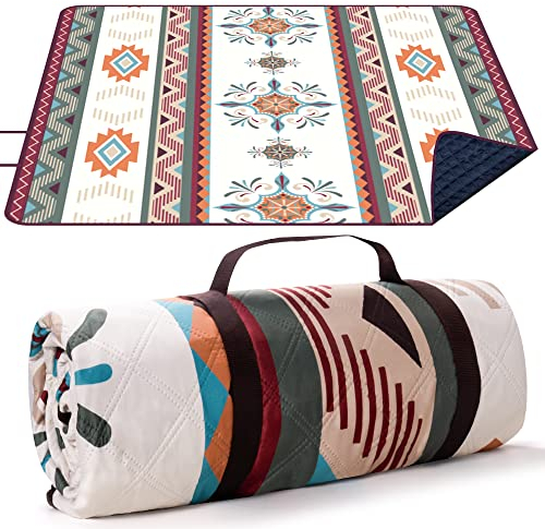 LARUTAN Couverture de Pique-Nique Boho, 200x300cm Couverture de Plage sans Sable, Portable, Lavable Couverture de Pique-Nique pour Plage sèche, BBQ, randonnée, Voyage Couverture de Camping