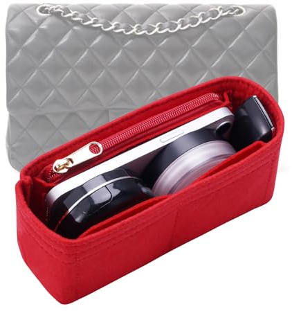 LOUKAYCCI Geldbörsen-Organizer-Einsatz für Chanel Classic Flap große Tasche Organizer Einsatz Handtasche (rot, groß)