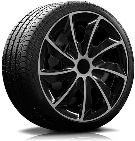 RADKAPPEN-Koenig 14 Zoll RKK02 schwarz/Silber Radkappen Radzierblenden 4 Stück