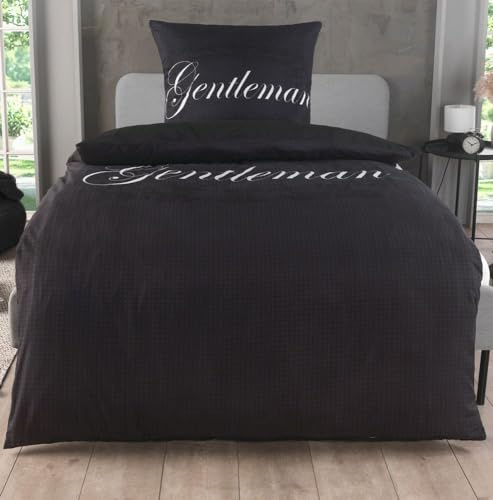 Kuscheli® 2-4-teilig Partner Bettwäsche 135x200 mit 80x80 Kissenbezug, Bettbezug seidig weich, Deckenbezug 135 x 200 Mikrofaser, Farbe:Gentleman, Größe:2-TLG 135x200