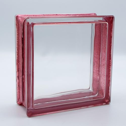 Design Glasbaustein Vollsicht Reflex rubin rot, 19x19x8 cm - 6 Stück