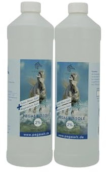 Pegasalt 2% Totes Meer Sole (1000 ml) • Pferde Inhalation Soletherapie • Regeneration der Atemwege für Pferde (2er Set)
