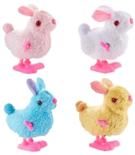 Kznifmk 4er-Pack Springende Aufzieh-Plüschtiere für Kleinkinder und Kinder, die auf Den Osterhasen Hüpfen