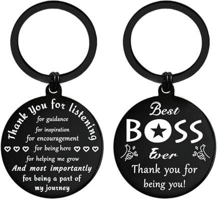 ENGZHI Boss Day Gifts, Thank You Appreciation Keyring for Male Female Boss Birthday Christmas, Small, Cute