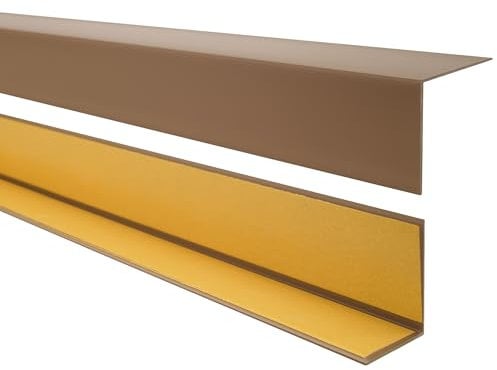 QUEST Cornière PVC Rigide Autoadhésive – Baguette d’Angle de Protection en PVC Dur pour Mur et Rebord – Profilé de Coin – 20x20mm, 150cm, marron
