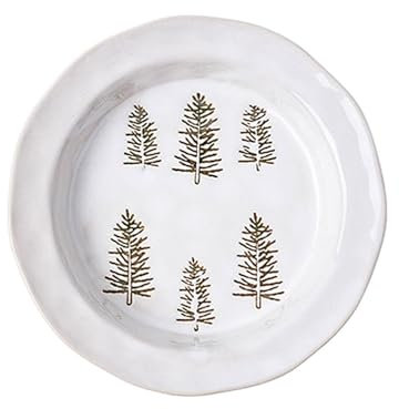 DimyFew 1PC Weihnachtsgeschirr Keramikdekoration Weihnachtsgeschirr für Tischferien Innenfamilientreffen, Weißer Teller