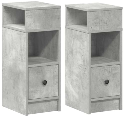 vidaXL Nachttische 2 STK. mit Schublade Betongrau 25x31x66 cm