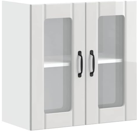vidaXL Armario Pared Cocina Puerta Cristal Lucca Blanca Alto Brillo