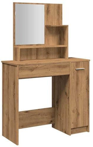 vidaXL Schminktisch mit Spiegel Artisan-Eiche 86,5x35x136 cm, Kosmetiktisch, Schminktisch mit Spiegel, Schminktisch mit Schublade, Frisiertisch