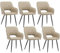 CLIPOP Esszimmerstühle, 6er Set, Polsterstühle mit Armlehnen, Metallbeine, Kunstleder Bezug, Kunstleder Cream, bis 150 kg belastbar, für Arbeitszimmer, Wohnzimmer, Schlafzimmer (6er, Kunstleder Beige)