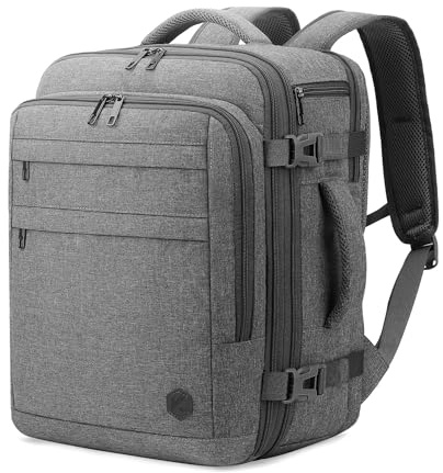VANKEV Ryanair easyJet Eurowings Handgepäck Erweiterbar Rucksack 40x30x20 | 24L-30L, Intelligente Kapazität, Sitzunter Reiserucksack für Reisen Arbeit, passt für 15,6 Zoll Laptops, grau